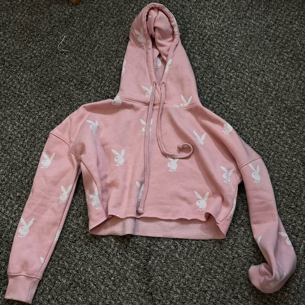 Pink Hoodie with Playboy Bunny Print